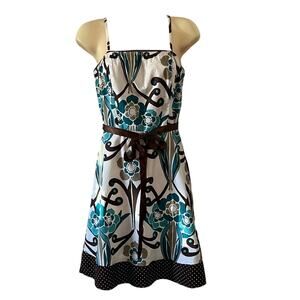 Papaya M Floral & Polka Dot Print Sundress Juniors Size Medium Tie Belt
